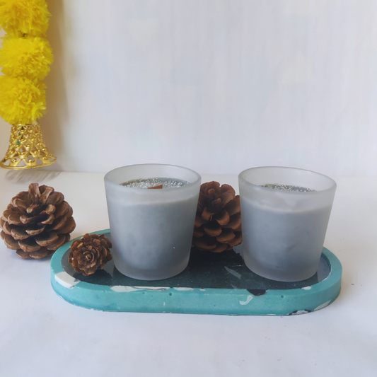 "COZY-VIBES"- English Oakmoss Votive Candles with Wooden Wick (Set of 2, soy wax)