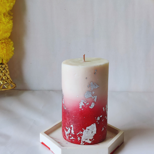 Soy Wax Scented "MARBLED PILLAR CANDLE"