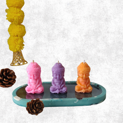 Scented Soy Wax "Mini Buddha" Candle Set (Set of 3, assorted colors & fragrances)