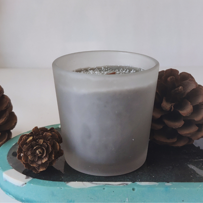 "COZY-VIBES"- English Oakmoss Votive Candles with Wooden Wick (Set of 2, soy wax)