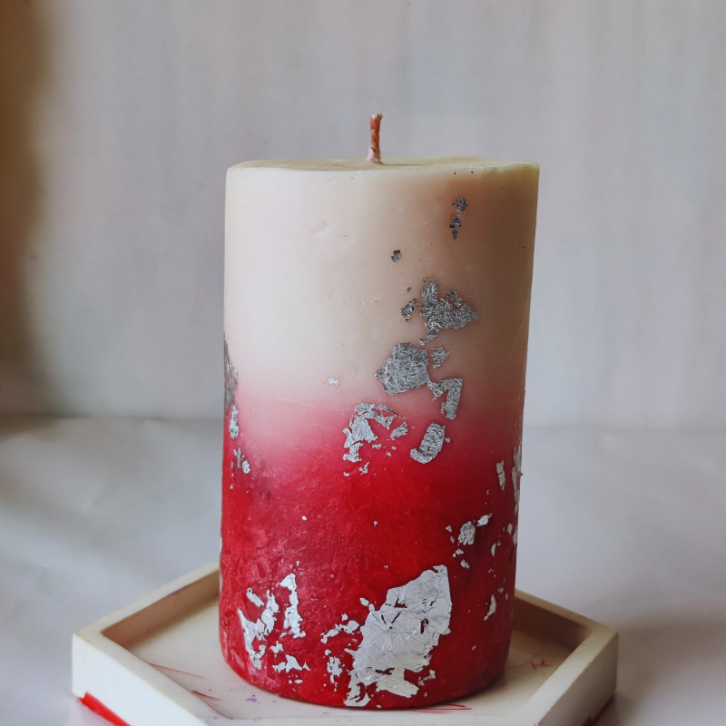 Soy Wax Scented "MARBLED PILLAR CANDLE"