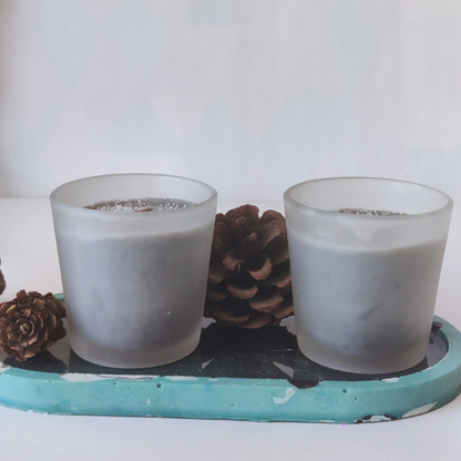 "COZY-VIBES"- English Oakmoss Votive Candles with Wooden Wick (Set of 2, soy wax)