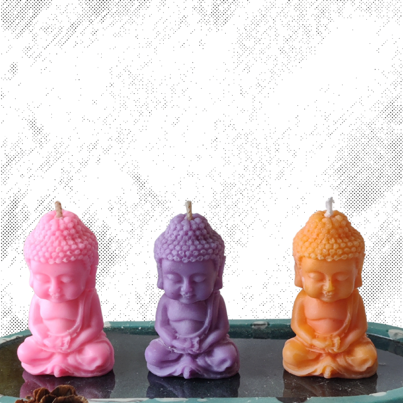 Scented Soy Wax "Mini Buddha" Candle Set (Set of 3, assorted colors & fragrances)